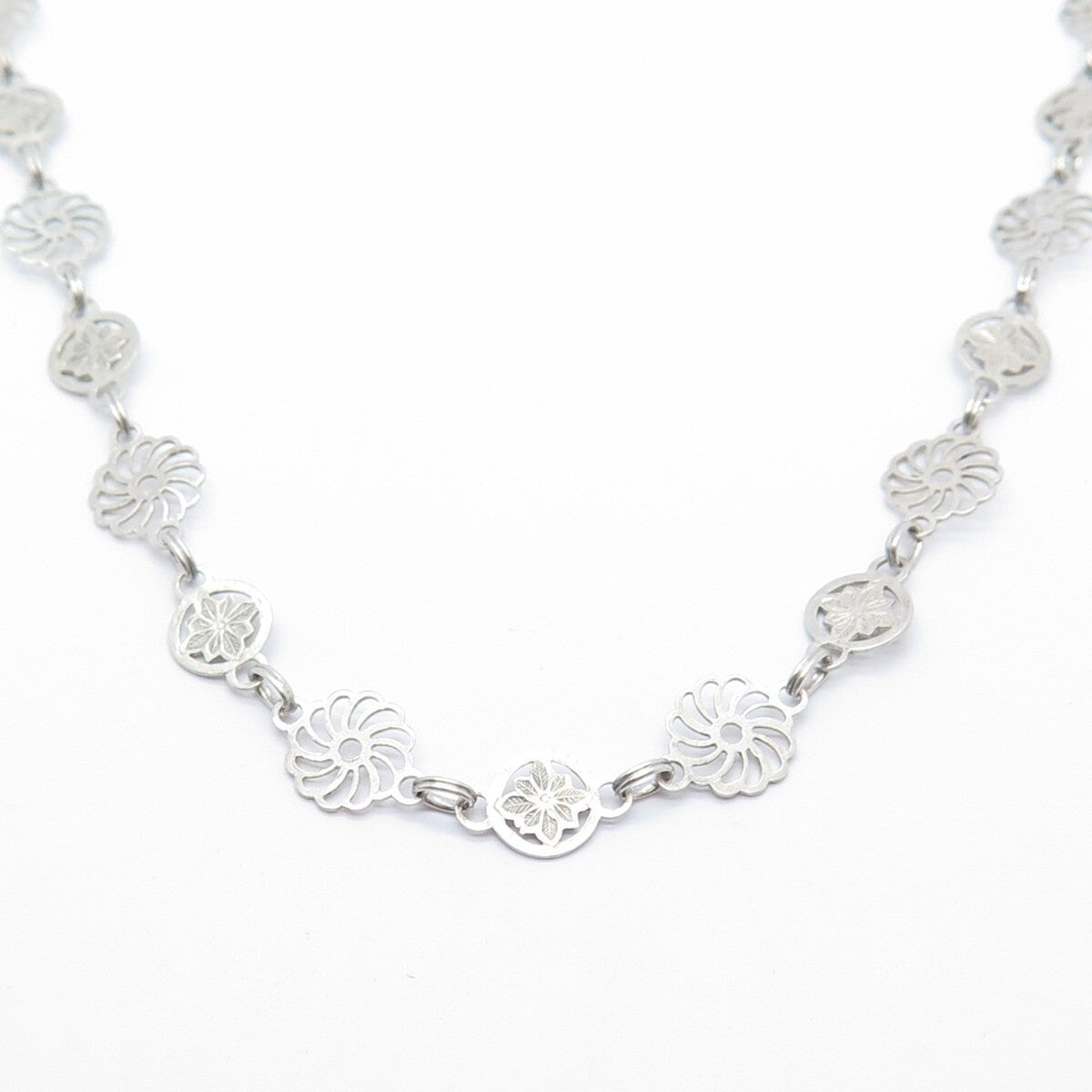 925 Sterling Silver Vintage Ornate Chain Necklace 26"