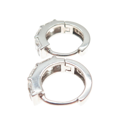 925 Sterling Silver Princess-Cut C Z Hoop Earrings