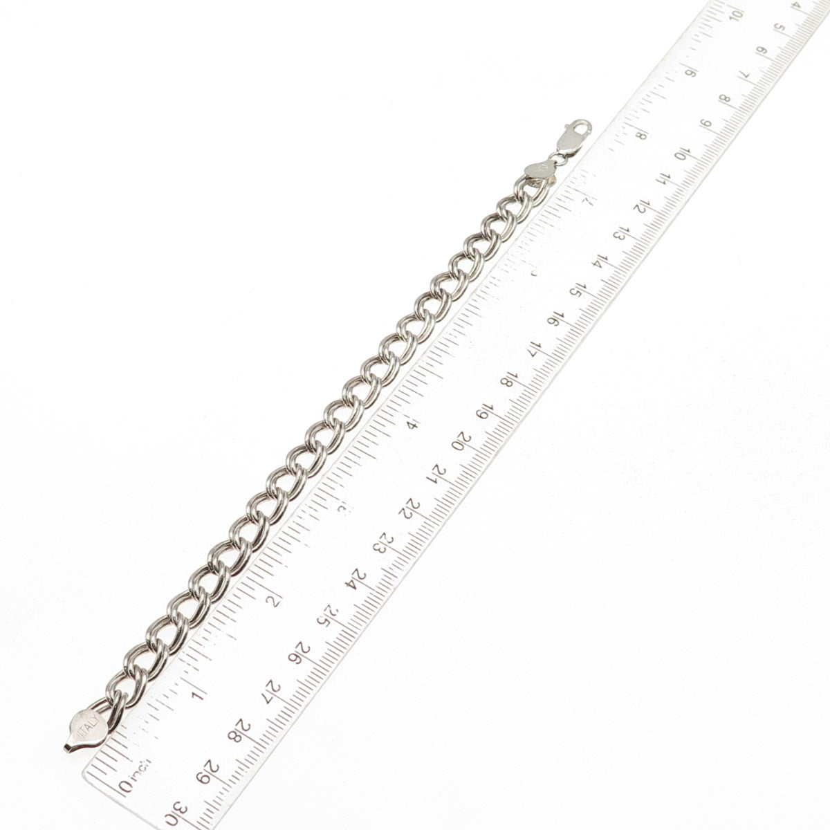 925 Sterling Silver Vintage Italy Double Curb Link Bracelet 7.5"