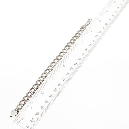 925 Sterling Silver Vintage Italy Double Curb Link Bracelet 7.5"