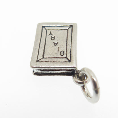 SUN WEST 925 Sterling Silver Vintage Diary Minimalist Charm Pendant