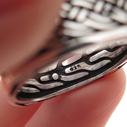 925 Sterling Silver Vintage Braided Oxidized Square Band Ring Size 10.5