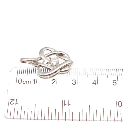 925 Sterling Silver Round-Cut C Z Infinity Heart Charm Pendant