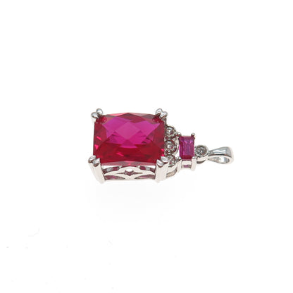 JANE SEYMOUR 925 Sterling Silver Lab-Created Ruby Real White Topaz Mini Pendant