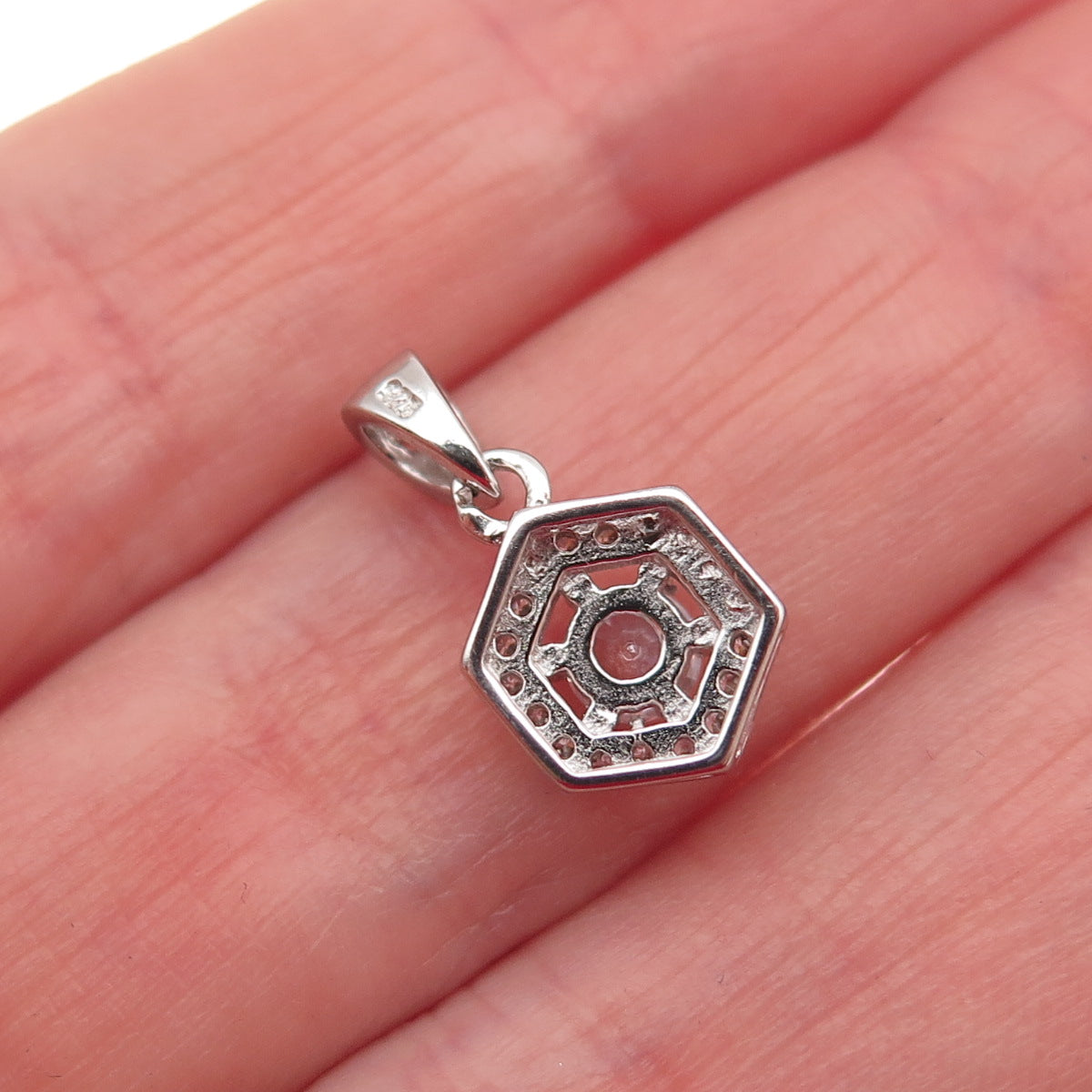 925 Sterling Silver Round-Cut C Z Mini Charm Pendant
