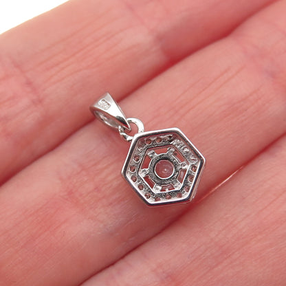 925 Sterling Silver Round-Cut C Z Mini Charm Pendant