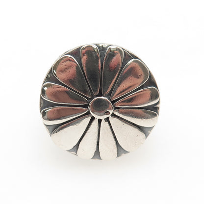 925 Sterling Silver Vintage Modernist Daisy Flower Oxidized Ring Size 5.25