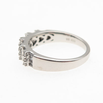 925 Sterling Silver Round & Emerald-Cut C Z Ring Size 6.5