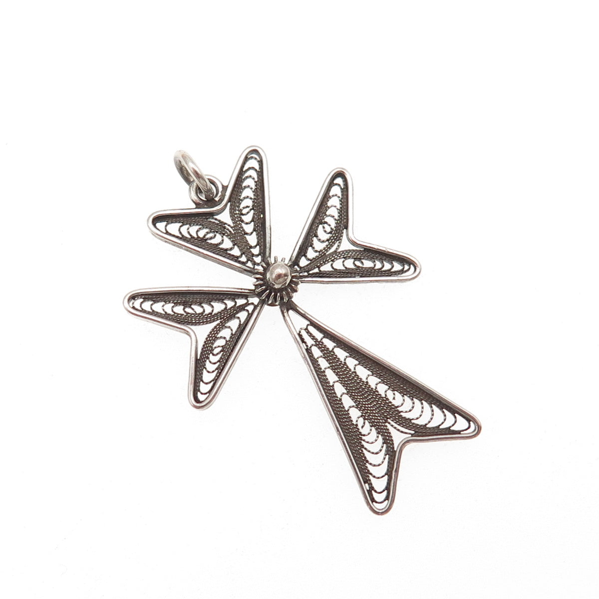 800 Silver Vintage Italy Charm Filigree Oxidized Charm Pendant