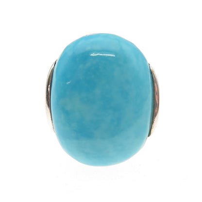 925 Sterling Silver Vintage Real Turquoise Modernist Ring Size 6.75