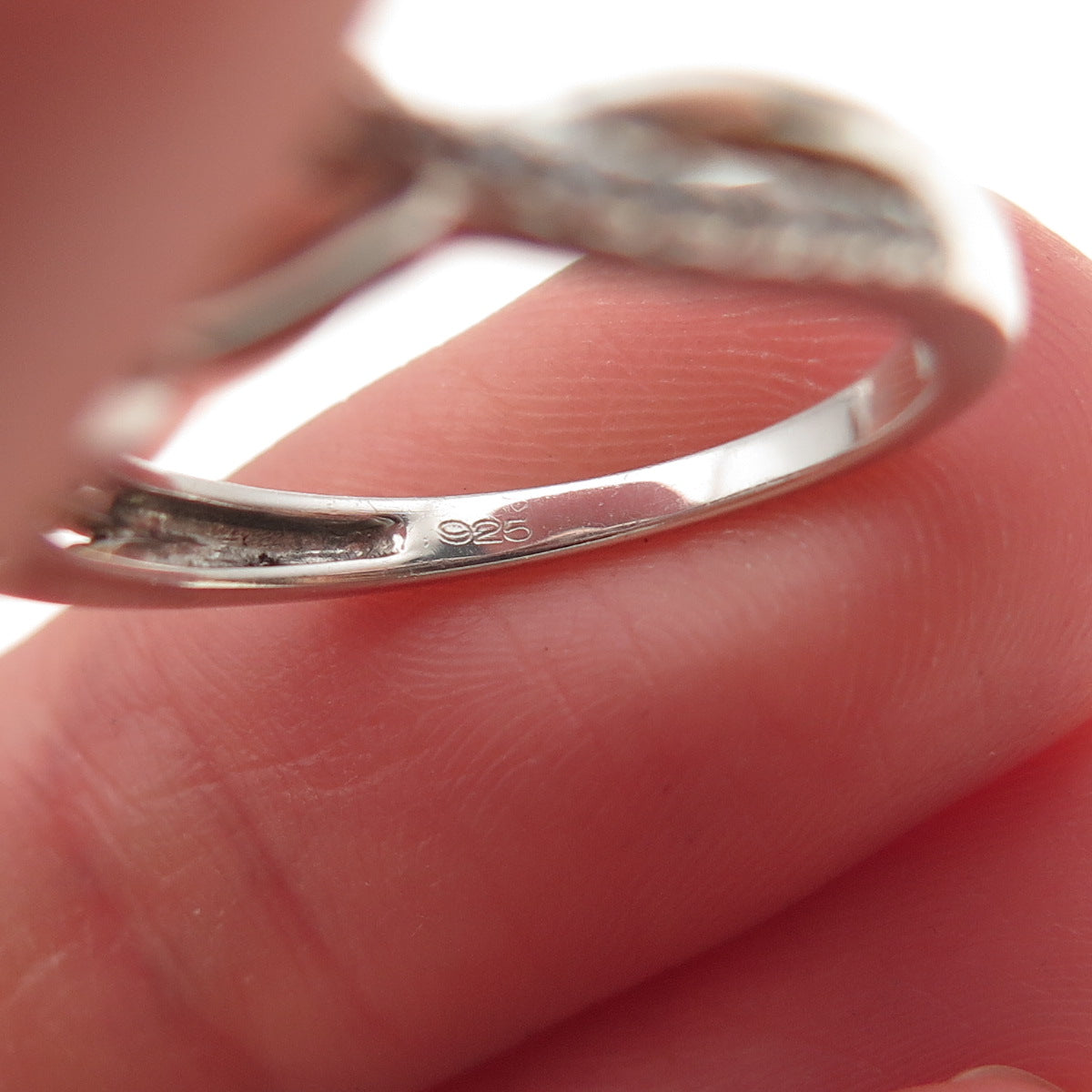 925 Sterling Silver Round-Cut C Z Engagement Ring Size 6.75