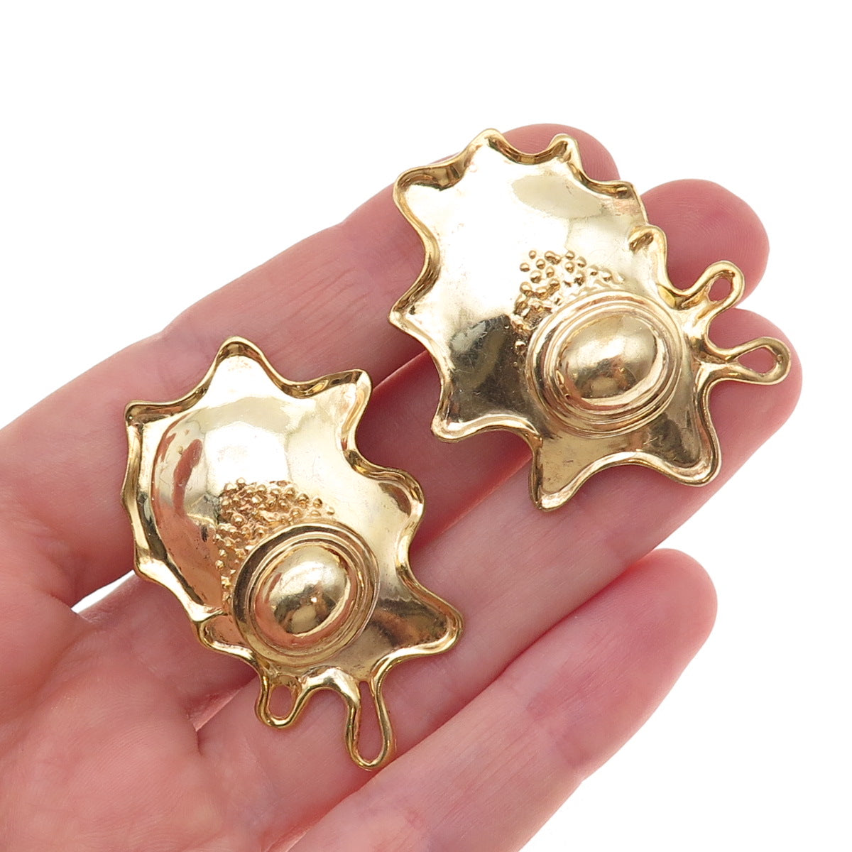 William & Shellie 925 Sterling Gold Plated Vintage Modernist Omega Back Earrings