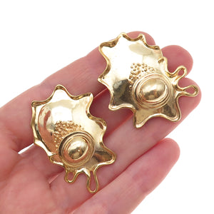 William & Shellie 925 Sterling Gold Plated Vintage Modernist Omega Back Earrings