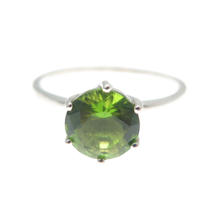 DAZZLERS 925 Sterling Silver Round-Cut Nano Peridot Ring Size 9