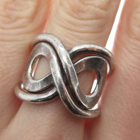 925 Sterling Silver Vintage Infinity Oxidized Ring Size 9