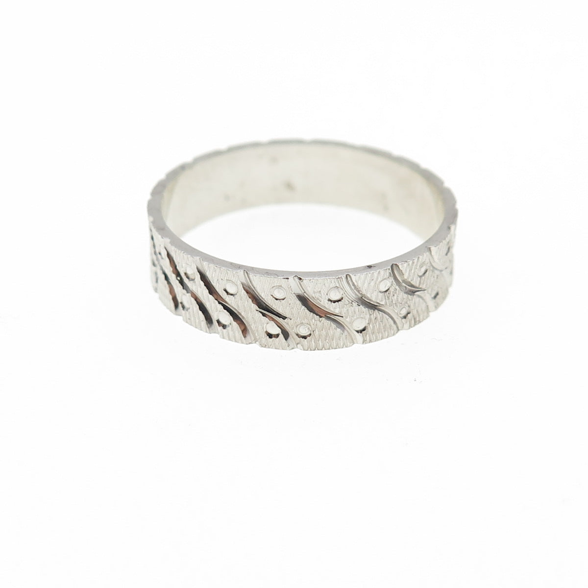 AMRY 925 Sterling Silver Engraved Band Ring Size 8.25