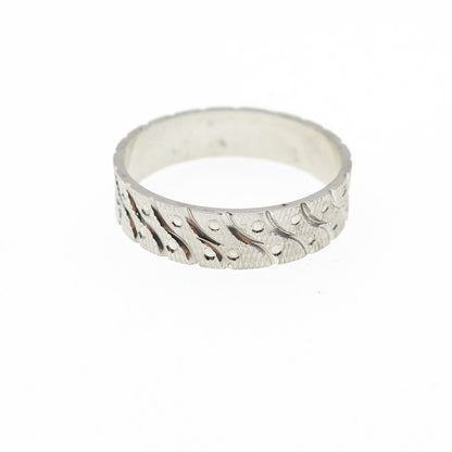 AMRY 925 Sterling Silver Engraved Band Ring Size 8.25