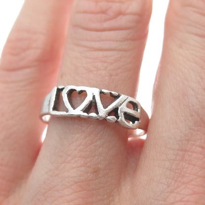 925 Sterling Silver Vintage "Love" Ring Size 8.25