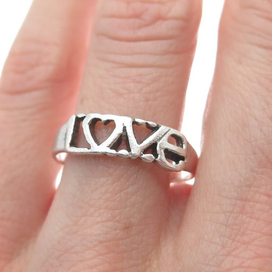 925 Sterling Silver Vintage "Love" Ring Size 8.25