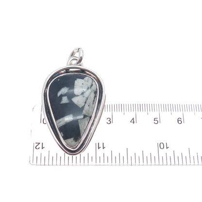 Old Pawn Sterling Silver Vintage Southwestern Buffalo Turquoise Tribal Pendant