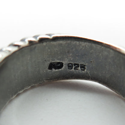 925 Sterling Silver Vintage Greek Maze Band Ring Size 6.5