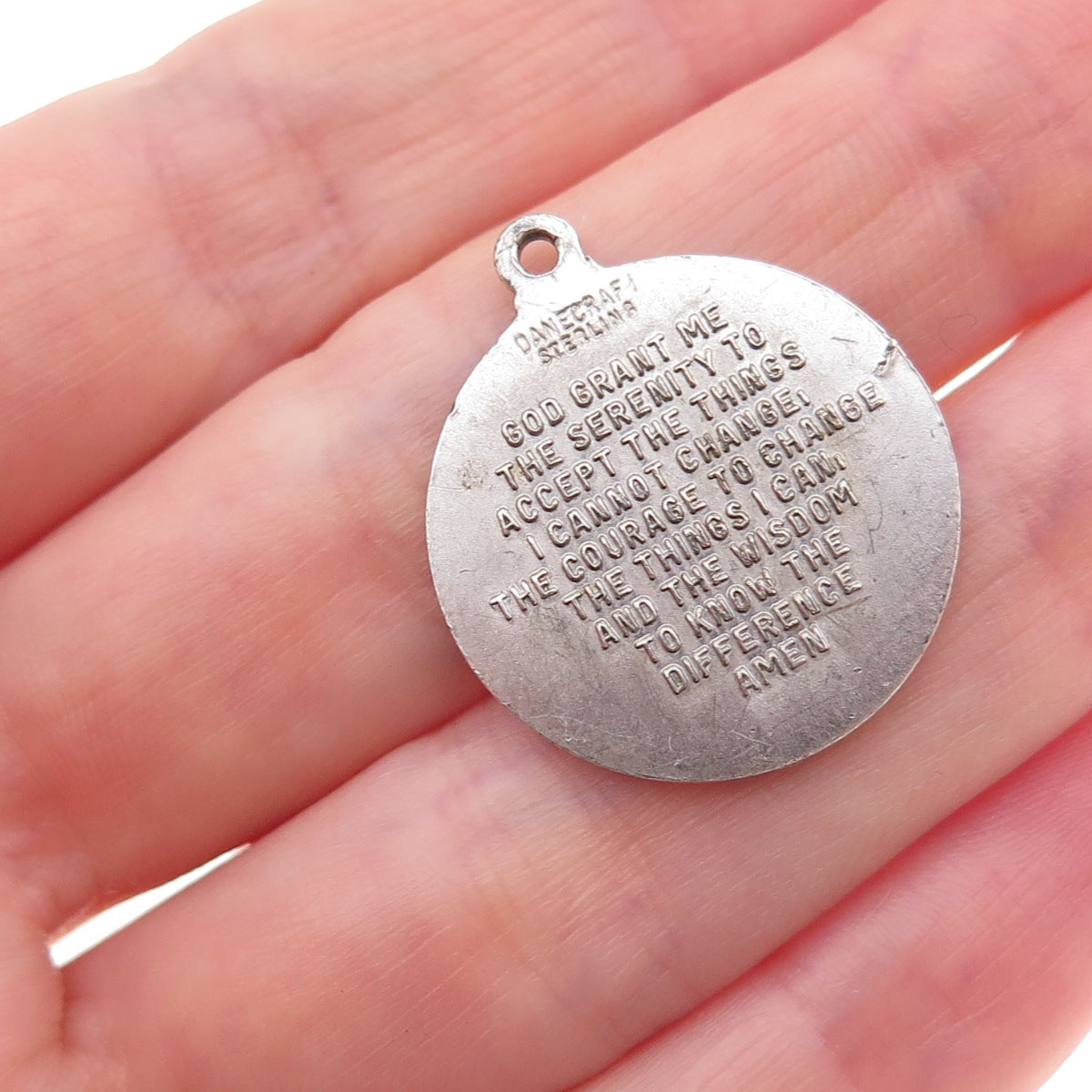 Danecraft 925 Sterling Silver Vintage Prayer Hands Oxidized Charm Pendant