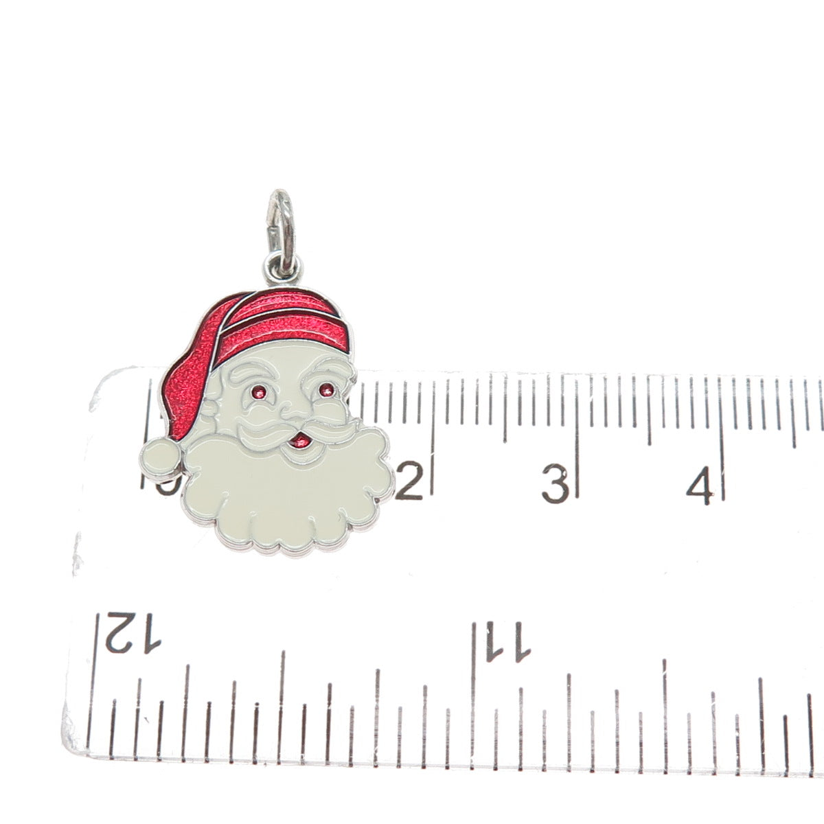 SPENCER 925 Sterling Silver Vintage Enamel Santa Claus Minimalist Charm Pendant