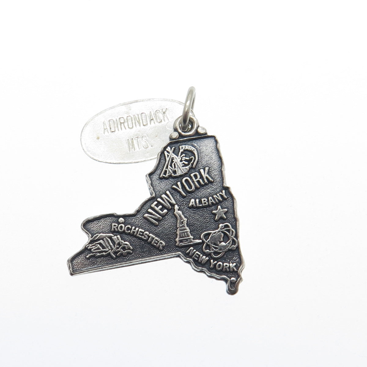 MAISELS INDIAN TRADING 925 Sterling Silver Vintage New York State Map Pendant