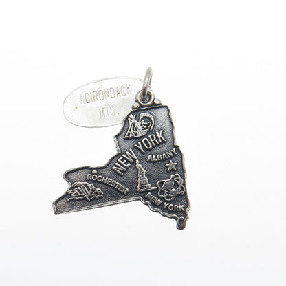 MAISELS INDIAN TRADING 925 Sterling Silver Vintage New York State Map Pendant