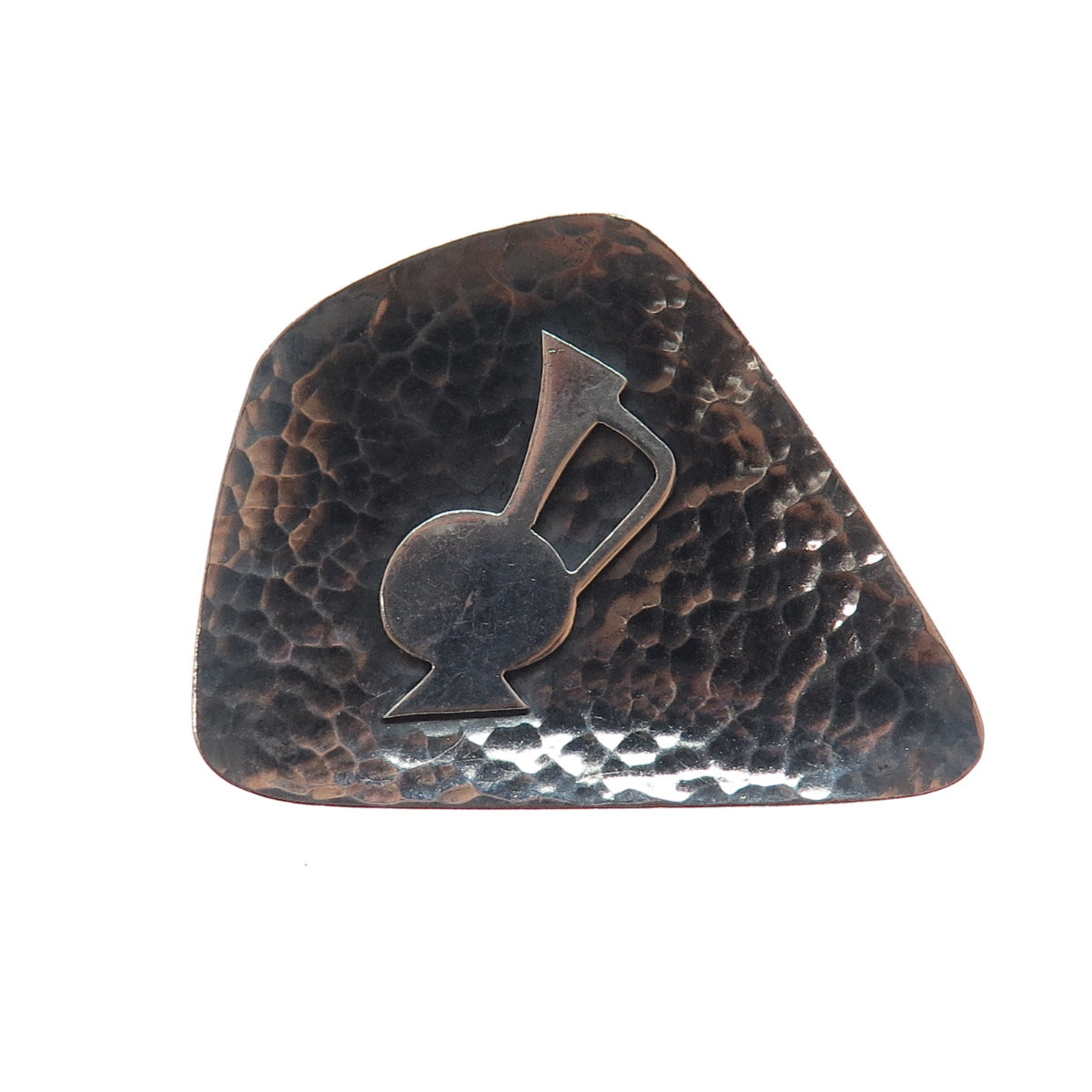 BEZALEL 925 Sterling Silver Vintage Israel Pitcher Modernist Oxidized Pin Brooch