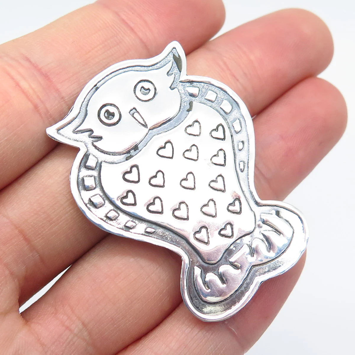925 Sterling Silver Vintage EFS Wise Owl Pin Brooch