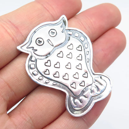 925 Sterling Silver Vintage EFS Wise Owl Pin Brooch