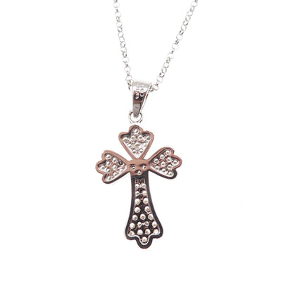 Dee Berkle 925 Sterling Silver Round-Cut C Z Cross Cable Chain Necklace 18"