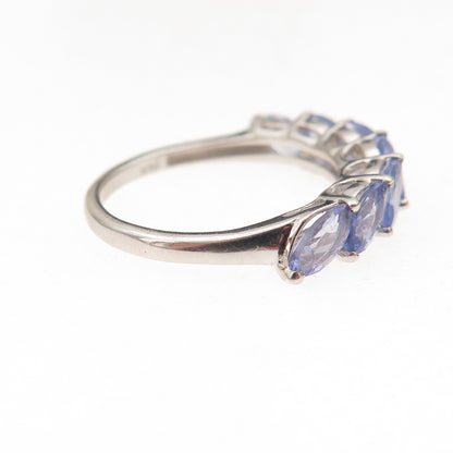 Chuck Clemency 925 Sterling Silver Real Marquise-Cut Tanzanite Ring Size 7