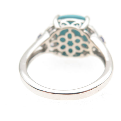 Chuck Clemency 925 Sterling Silver Real Turquoise & Tanzanite Ring Size 8.25