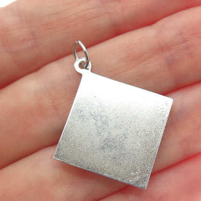 M&M MARK MERCY Sterling Silver Vintage Rhinestone Mother Flower Charm Pendant