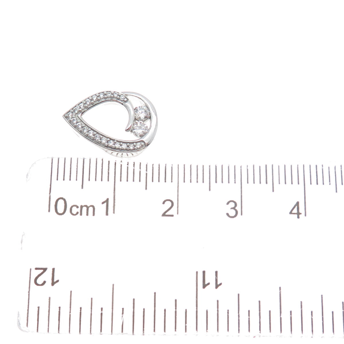 925 Sterling Silver Round-Cut C Z Teardrop Minimalist Charm Slide Pendant