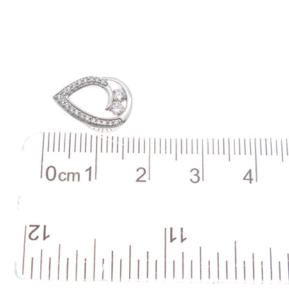 925 Sterling Silver Round-Cut C Z Teardrop Minimalist Charm Slide Pendant