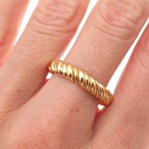 Ross Simons 925 Sterling Silver Gold Plated Ribbed Band Ring Size 8