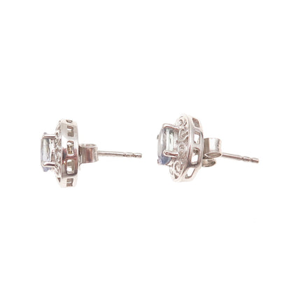 Chuck Clemency 925 Sterling Silver Real Tanzanite Scroll Stud Earrings