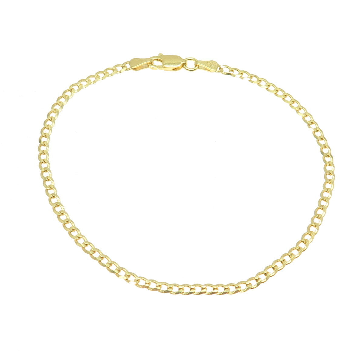 P. LUX 925 Sterling Silver Gold Plated Italy Curb Link Bracelet 8.25"