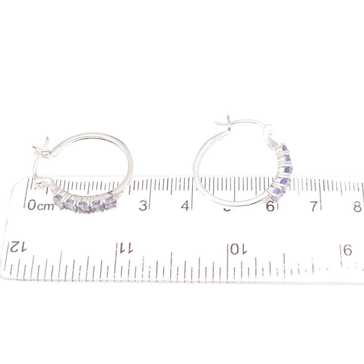 Chuck Clemency 925 Sterling Silver Real Oval-Cut Tanzanite Hoop Earrings