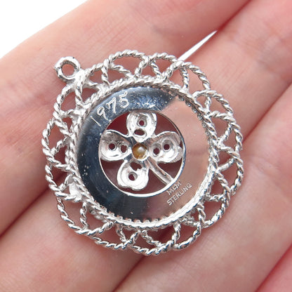 MARK MERCY Sterling Silver Vintage Faux Pearl Rhinestone Happy Birthday Pendant