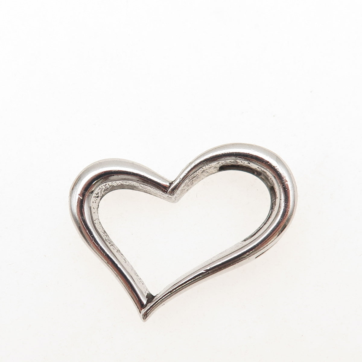 925 Sterling Silver Modernist Open Heart Slide Pendant