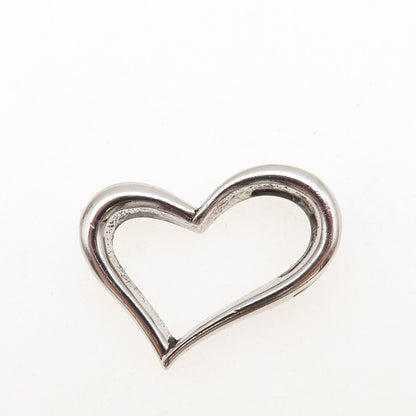925 Sterling Silver Modernist Open Heart Slide Pendant