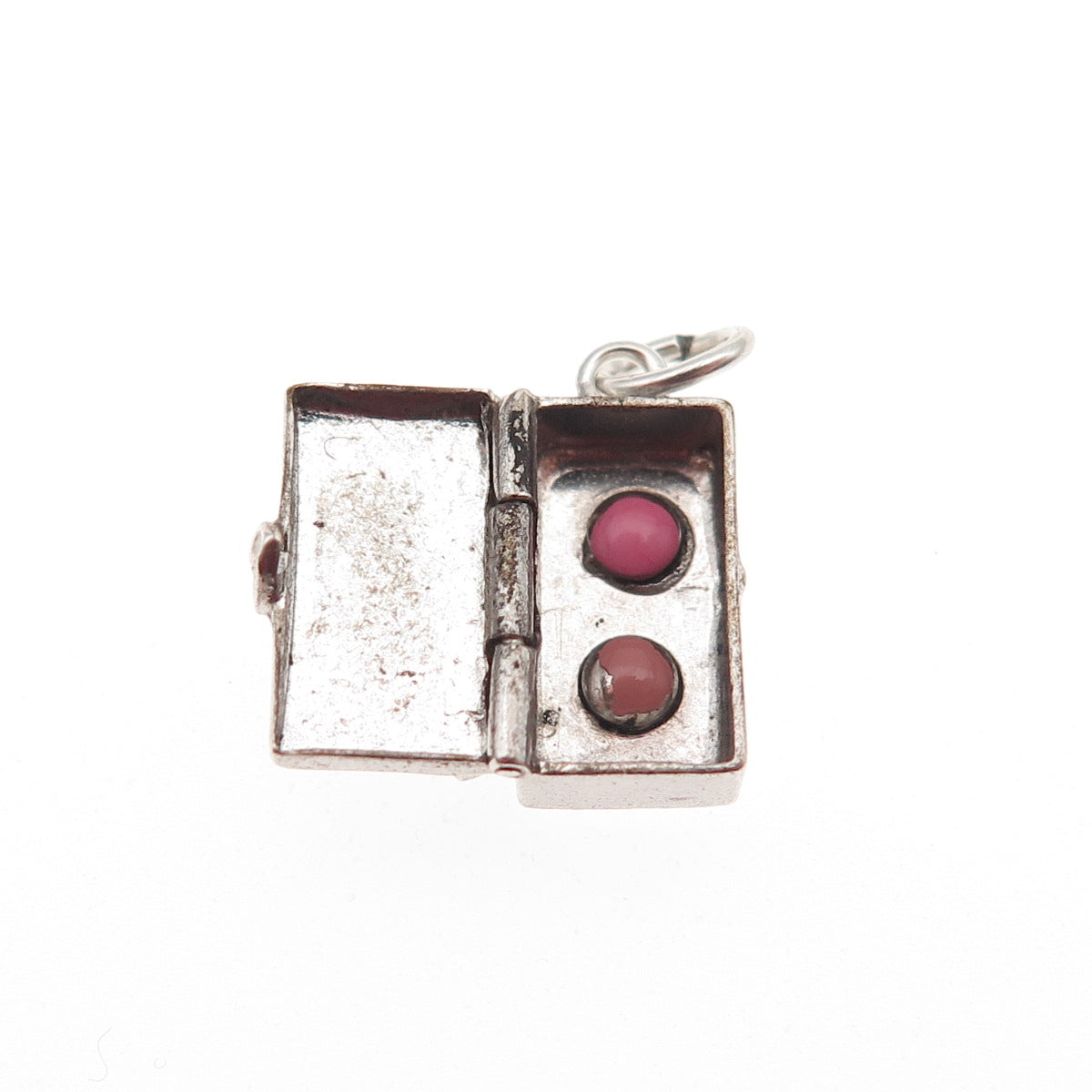 925 Sterling Silver Antique Art Deco Enamel Mystery Box 3D Mini Charm Pendant
