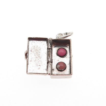 925 Sterling Silver Antique Art Deco Enamel Mystery Box 3D Mini Charm Pendant