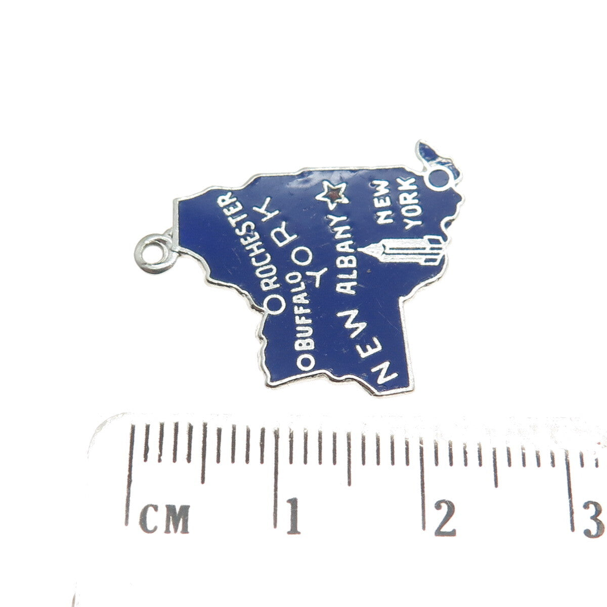 ART'S ELEGANCE 925 Sterling Silver Vintage Enamel New York Charm Pendant