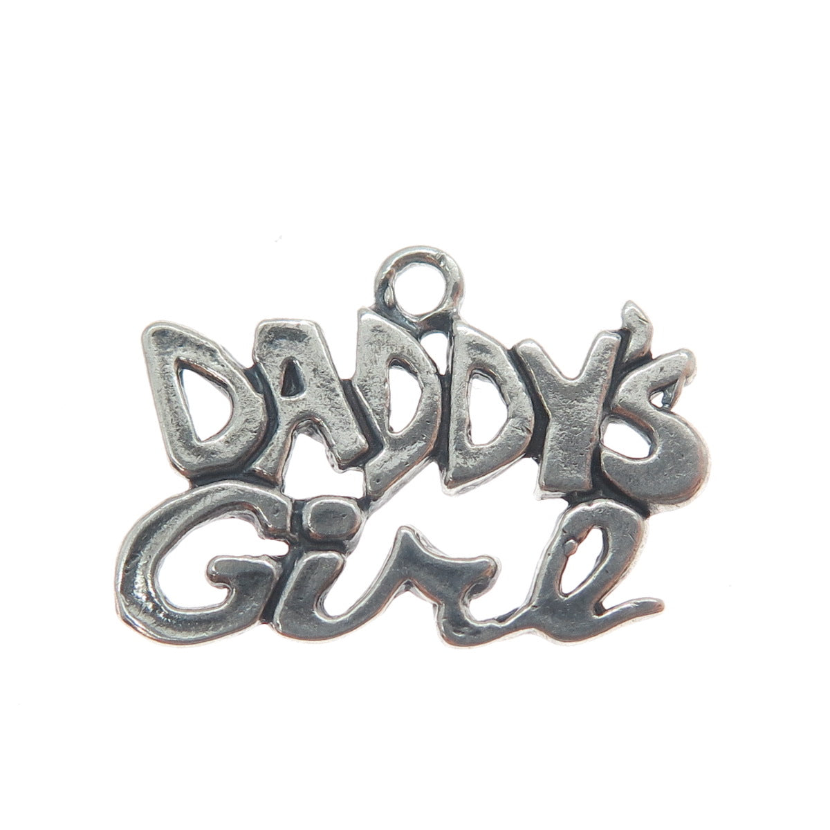 SUNDANCER 925 Sterling Silver Vintage Daddy's Girl Oxidized Mini Charm Pendant
