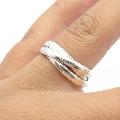 925 Sterling Silver Vintage Trinity Band Ring Size 6